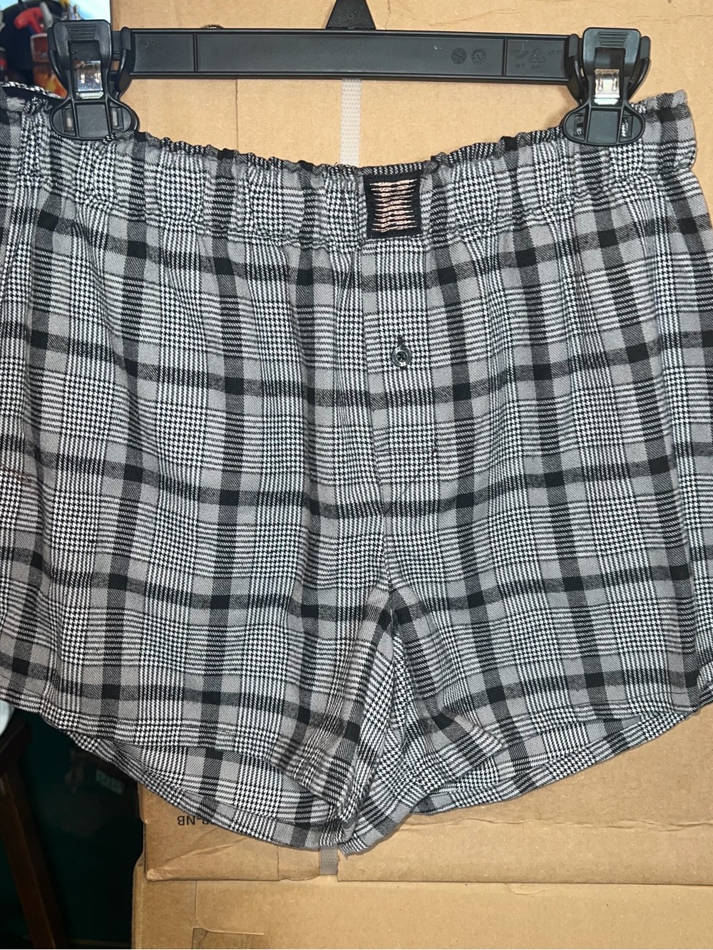 Savage x Fenty Men's Black & White Plaid Boxers/Sleep Shorts
